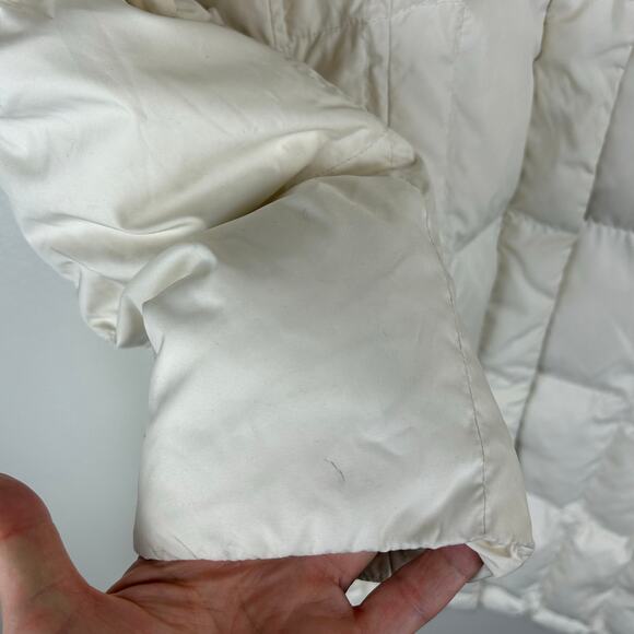 Eddie Bauer Womens Goose Down Parka Size M White Hood Insulated Long Winter Coat - Picture 8 of 9